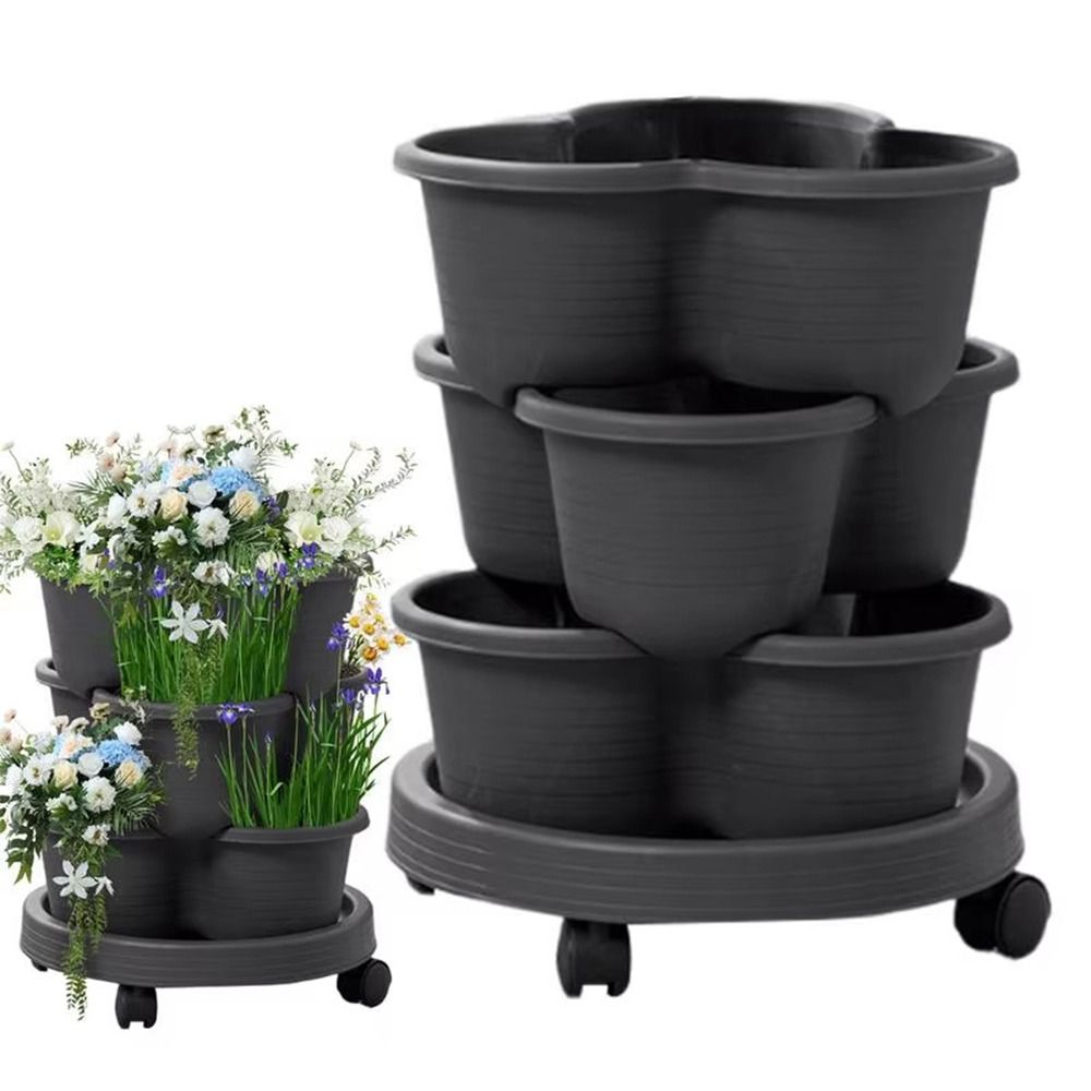 Vertical Planter Tower - Pot Bunga Plastik Bertumpuk Vertikal Baru