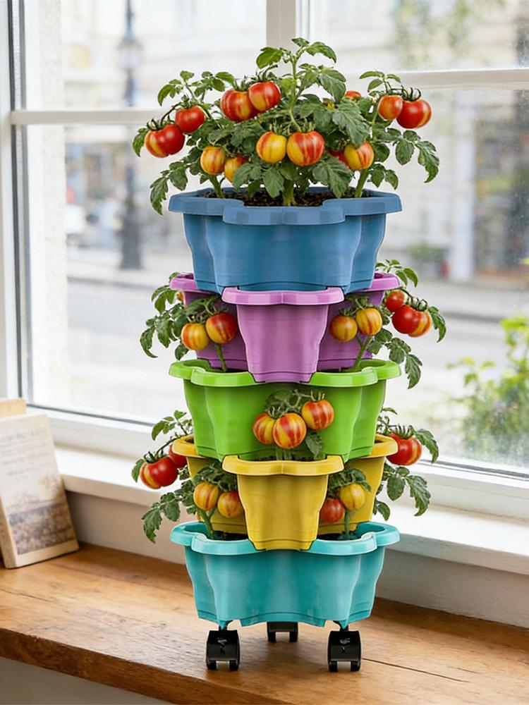 Vertical Planter Tower - Pot Bunga Vertikal 4/5 Tingkat, Pot