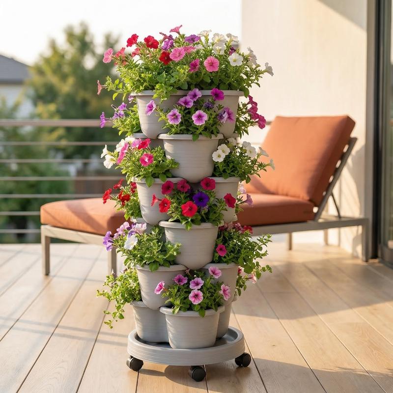 Pot Bunga Plastik Bertingkat V - Vertical Planter Tower ulasan dan harga