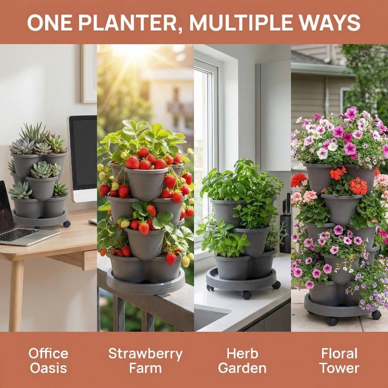 Pot Bunga Plastik Bertumpuk Ve - Vertical Planter Tower ulasan dan harga