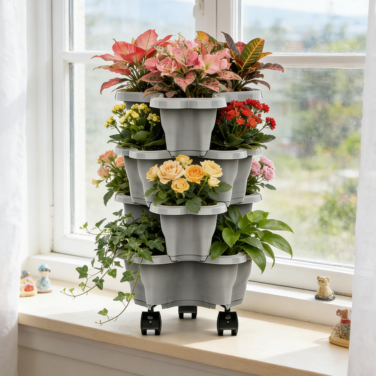Pot Bunga Vertikal 4/5 Tingkat - Vertical Planter Tower ulasan dan harga