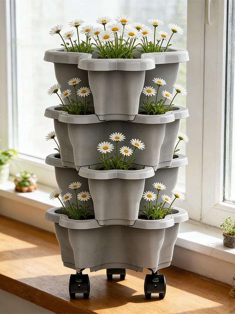 Pot Bunga Vertikal 4/5 Tingkat - Vertical Planter Tower ulasan dan harga
